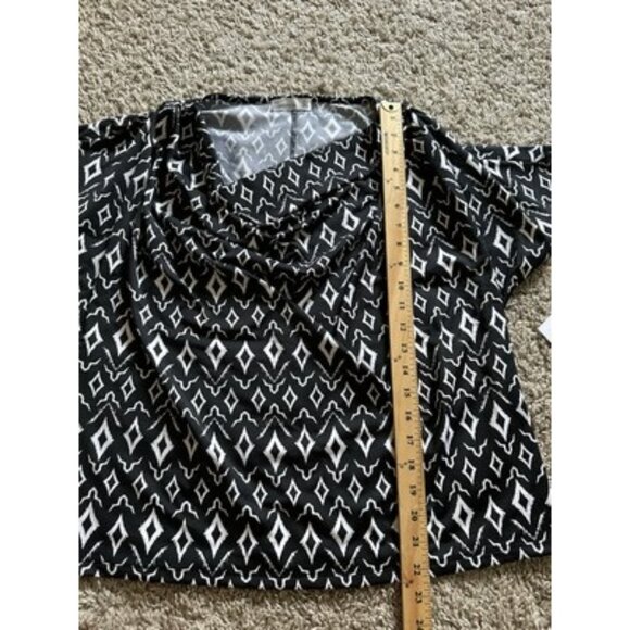 89th Madison Womens Black Bombo Diamonds Size Large Pull Over Top Career Casual - Picture 7 of 10